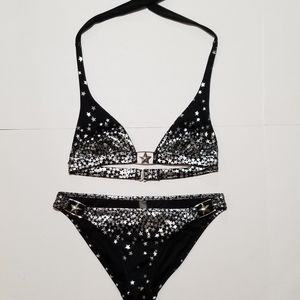 Victoria's Secret Black Silver Halter Swimsuit